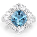 5.19 Carat Genuine London Blue Topaz & White Topaz .925 Sterling Silver Ring-6
