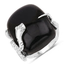 21.04 Carat Genuine Black Onyx and White Topaz .925 Sterling Silver Ring-5