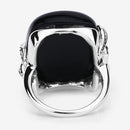 21.04 Carat Genuine Black Onyx and White Topaz .925 Sterling Silver Ring-10