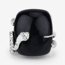 21.04 Carat Genuine Black Onyx and White Topaz .925 Sterling Silver Ring-12