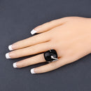 21.04 Carat Genuine Black Onyx and White Topaz .925 Sterling Silver Ring-14