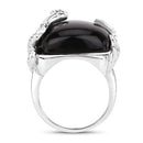 21.04 Carat Genuine Black Onyx and White Topaz .925 Sterling Silver Ring-6