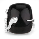 21.04 Carat Genuine Black Onyx and White Topaz .925 Sterling Silver Ring-7