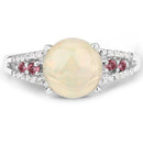 2.05 Carat Genuine Ethiopian Opal, Pink Tourmaline and White Topaz .925 Sterling Silver Ring-6