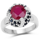 3.70 Carat Glass Filled Ruby and Blue Sapphire .925 Sterling Silver Ring-4