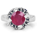 3.70 Carat Glass Filled Ruby and Blue Sapphire .925 Sterling Silver Ring-6