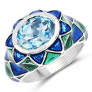 3.25 Carat Genuine Swiss Blue Topaz .925 Sterling Silver Ring-4