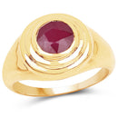14K Yellow Gold Plated 1.65 Carat Genuine Glass Filled Ruby .925 Sterling Silver Ring-4
