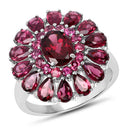 6.19 Carat Genuine Rhodolite and White Topaz .925 Sterling Silver Ring-5