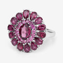 6.19 Carat Genuine Rhodolite and White Topaz .925 Sterling Silver Ring-8