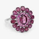 6.19 Carat Genuine Rhodolite and White Topaz .925 Sterling Silver Ring-9