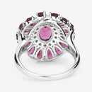 6.19 Carat Genuine Rhodolite and White Topaz .925 Sterling Silver Ring-10