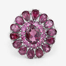 6.19 Carat Genuine Rhodolite and White Topaz .925 Sterling Silver Ring-12