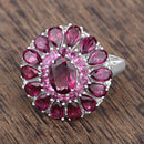 6.19 Carat Genuine Rhodolite and White Topaz .925 Sterling Silver Ring-13