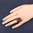 6.19 Carat Genuine Rhodolite and White Topaz .925 Sterling Silver Ring-14