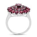6.19 Carat Genuine Rhodolite and White Topaz .925 Sterling Silver Ring-6