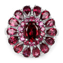 6.19 Carat Genuine Rhodolite and White Topaz .925 Sterling Silver Ring-7