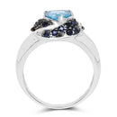 1.61 Carat Genuine Swiss Blue Topaz & Blue Sapphire .925 Sterling Silver Ring-2