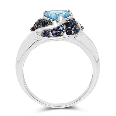 1.61 Carat Genuine Swiss Blue Topaz & Blue Sapphire .925 Sterling Silver Ring - 0