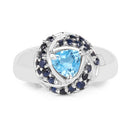 1.61 Carat Genuine Swiss Blue Topaz & Blue Sapphire .925 Sterling Silver Ring-4
