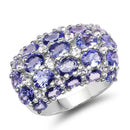 7.29 Carat Genuine Tanzanite and White Topaz .925 Sterling Silver Ring-5
