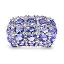 7.29 Carat Genuine Tanzanite and White Topaz .925 Sterling Silver Ring-7