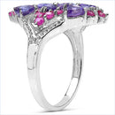 2.58 Carat Genuine Amethyst & Ruby .925 Sterling Silver Ring-6