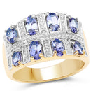 14K Yellow Gold Plated 1.68 Carat Genuine Tanzanite .925 Sterling Silver Ring-4