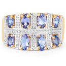 14K Yellow Gold Plated 1.68 Carat Genuine Tanzanite .925 Sterling Silver Ring-6