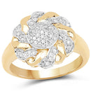 14K Yellow Gold Plated 0.28 Carat Genuine White Diamond .925 Sterling Silver Ring-4