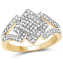 14K Yellow Gold Plated 0.32 Carat Genuine White Diamond .925 Sterling Silver Ring-4
