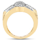 14K Yellow Gold Plated 0.30 Carat Genuine White Diamond .925 Sterling Silver Ring-5