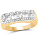 14K Yellow Gold Plated 0.19 Carat Genuine White Diamond .925 Sterling Silver Ring-4
