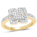 14K Yellow Gold Plated 0.24 Carat Genuine White Diamond .925 Sterling Silver Ring-4