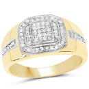 14K Yellow Gold Plated 0.29 Carat Genuine White Diamond .925 Sterling Silver Ring-4