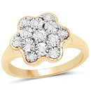 14K Yellow Gold Plated 0.07 Carat Genuine White Diamond .925 Sterling Silver Ring-4