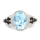 14K Yellow Gold Plated 5.80 Carat Genuine Blue Topaz & Blue Sapphire .925 Sterling Silver Ring-7