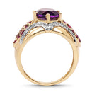 14K Yellow Gold Plated 3.01 Carat Genuine Amethyst & Rhodolite .925 Sterling Silver Ring-5