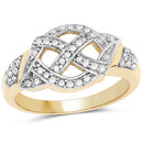 14K Yellow Gold Plated 0.21 Carat Genuine White Diamond .925 Sterling Silver Ring-4