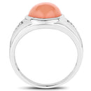 6.59 Carat Genuine Peach Moonstone and White Topaz .925 Sterling Silver Ring-5