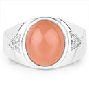 6.59 Carat Genuine Peach Moonstone and White Topaz .925 Sterling Silver Ring-6