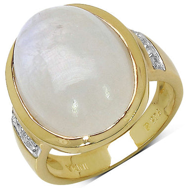 14.12 Carat Genuine White Rainbow Moonstone and White Topaz .925 Sterling Silver Ring - 0