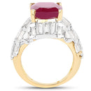 14K Yellow Gold Plated 10.76 Carat Glass Filled Ruby and White Topaz .925 Sterling Silver Ring-5