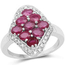 2.12 Carat Genuine Glass Filled Ruby & White Zircon .925 Sterling Silver Ring-4