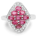 2.12 Carat Genuine Glass Filled Ruby & White Zircon .925 Sterling Silver Ring-6