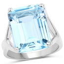14.20 Carat Genuine Blue Topaz .925 Sterling Silver Ring-4