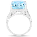 14.20 Carat Genuine Blue Topaz .925 Sterling Silver Ring-5