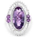 7.96 Carat Genuine Amethyst and White Topaz .925 Sterling Silver Ring-6