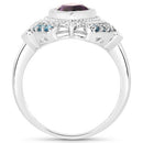 3.06 Carat Genuine Amethyst and London Blue Topaz .925 Sterling Silver Ring-5
