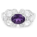 2.75 Carat Genuine Amethyst and White Zircon .925 Sterling Silver Ring-6